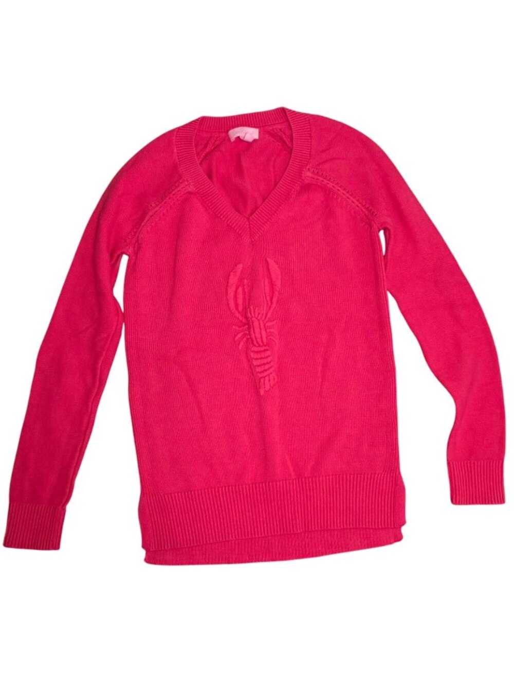 Lilly Pulitzer Azalea Lobster Embroidered V-Neck Sweater Cotton Knit (SKU#1205) - Picture 2 of 7